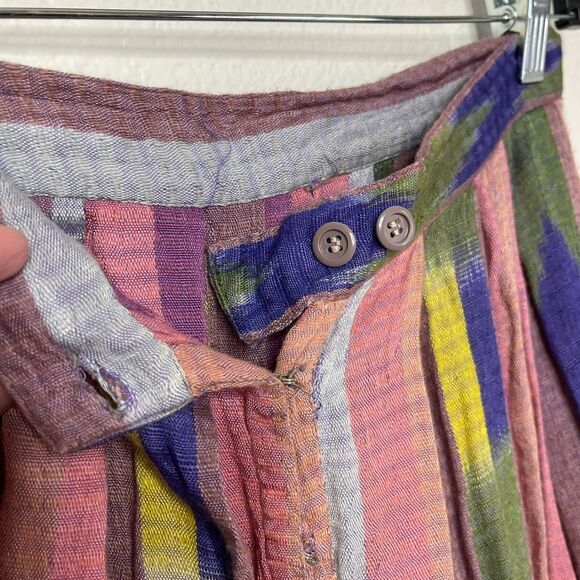 Vintage Sarah Arizona Sz M Rayon Boho Maxi‎ Skirt Southwest Ikat Stripe Pleated - Picture 9 of 16